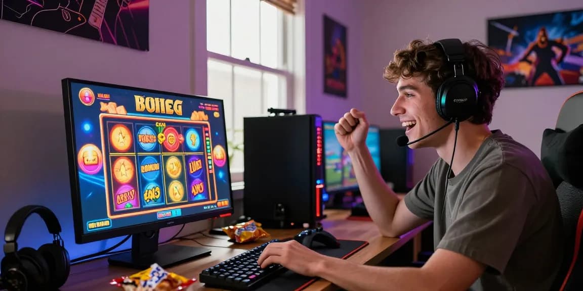 Player joyfully engaging with bonus buy slots on an exciting online casino game.
