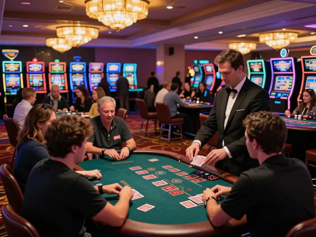 Gameradar reveals intense blackjack action with players focusing on their cards and celebrating wins.