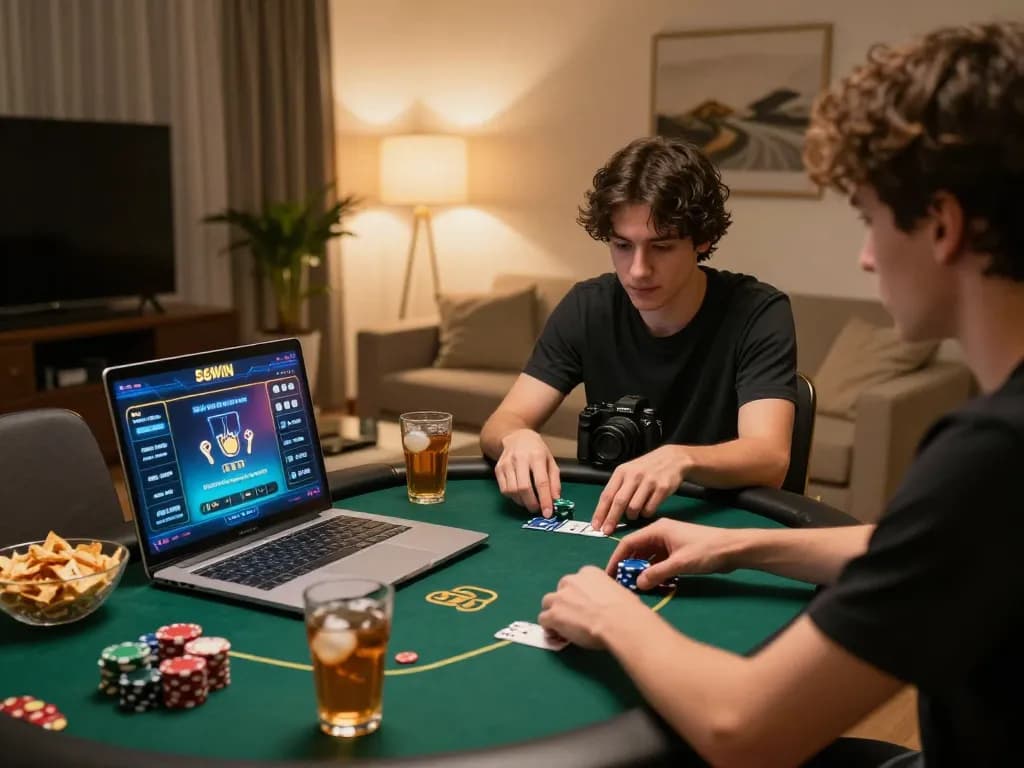 A player engaging in a thrilling poker game on 56WIN’s online platform, highlighting the exciting online gambling experience.