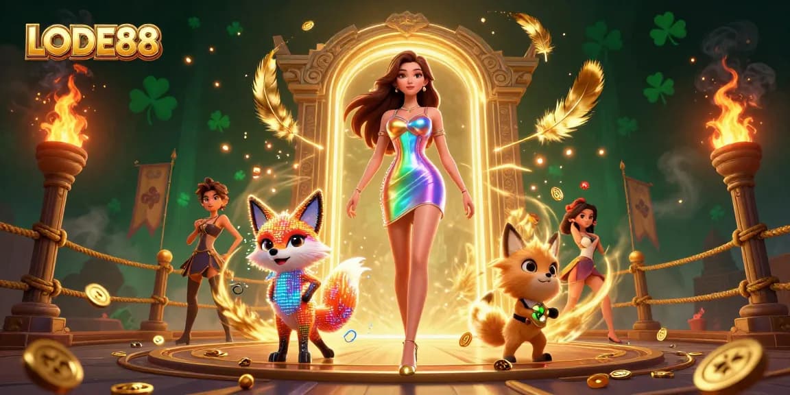 Engage with thrilling LODE88 casino adventures featuring vibrant characters and jackpot elements.