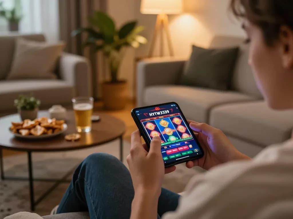 Experience seamless hytw3339 đăng nhập with exciting mobile gaming on a cozy couch.