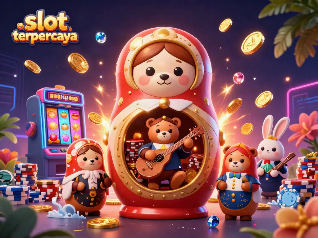 Menangkan jackpot di slot terpercaya dengan ilustrasi kasino yang penuh gemerlap.