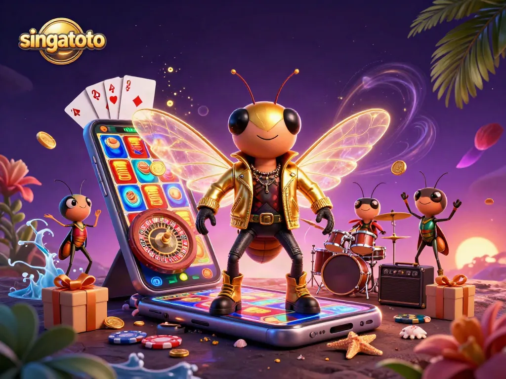 Experience the excitement of singatoto games with a vibrant 3D cartoon casino scene full of action.