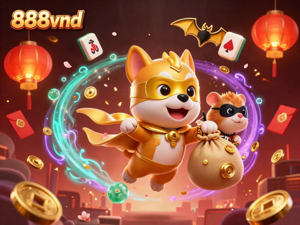 Adding excitement to gameplay with 888vnd through a vibrant superhero scene filled with gold coins and casino elements.
