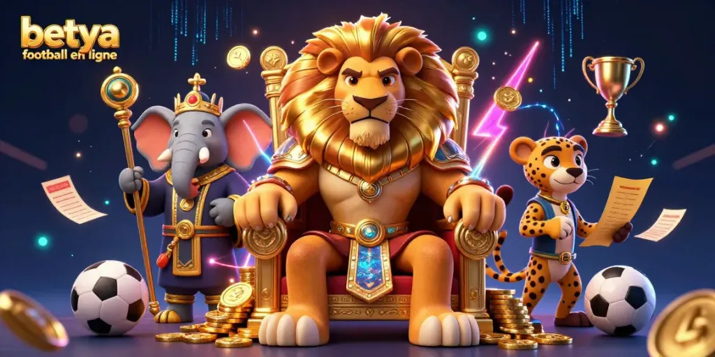 Engage in betya football en ligne with a dynamic portrayal of sports betting excitement and 3D characters.