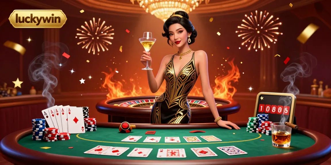 Experience the thrilling world of luckywin with an elegant casino illustration showcasing glamorous gaming action.