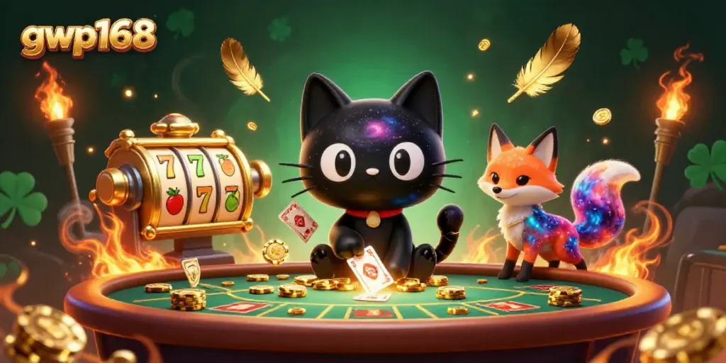 Permainan di situs gwp168 dengan kucing berwarna hitam dan nebula rubah mencari chip emas.