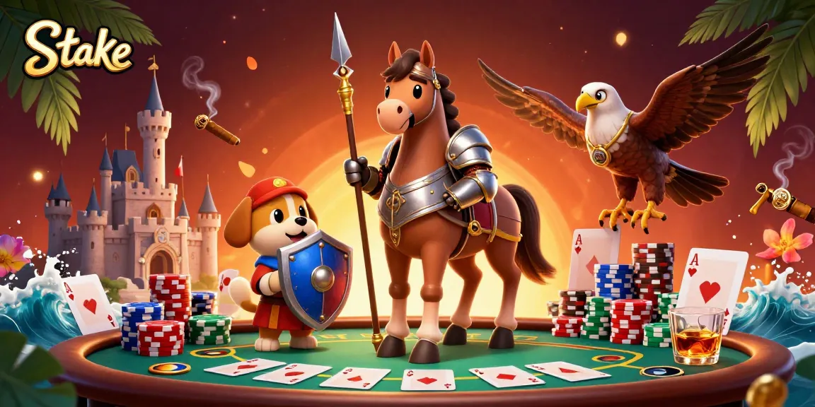 Stake players enjoying poker games with vibrant visuals and gambling elements that attract bettors.