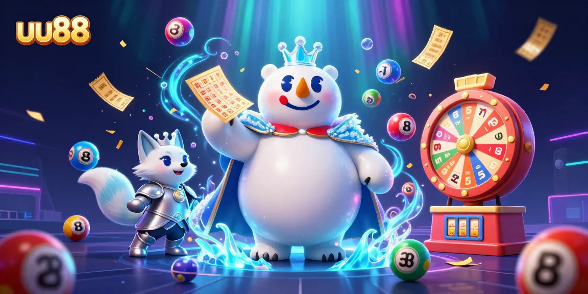 Play exciting games with uu88 featuring a polar bear king and vibrant lottery elements.
