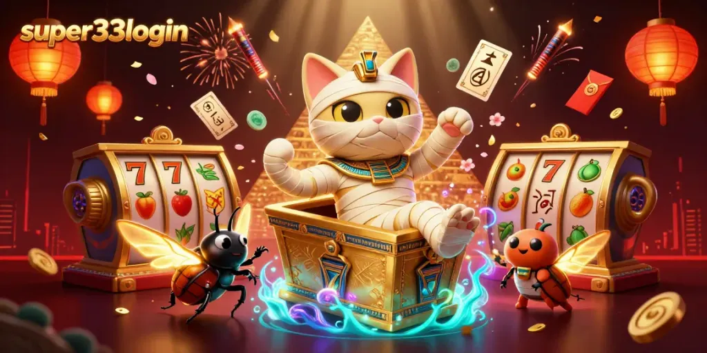 Engage with super33login at a vibrant pyramid casino filled with exciting symbols and golden treasures.