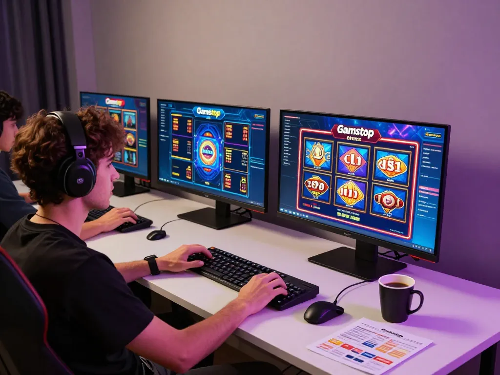 Exciting online gaming experience with slots not on Gamstop showcased on multiple screens.