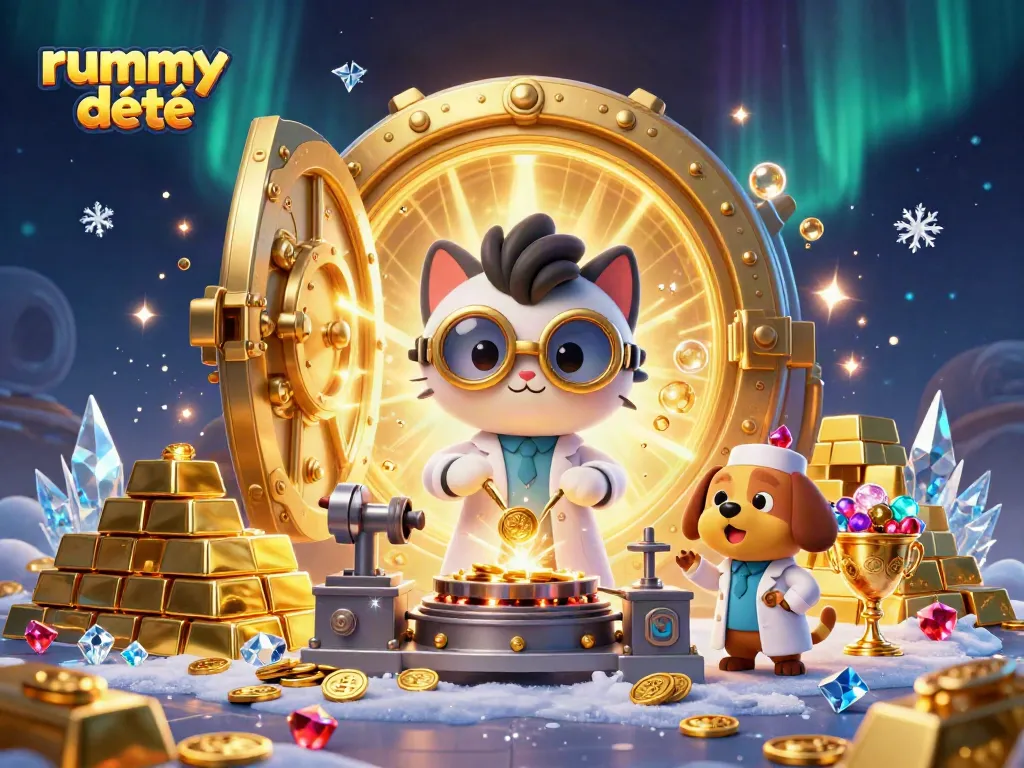 Rummy Deity, bermain dengan grafis luar biasa, gulungan emas dan peti harta karun.