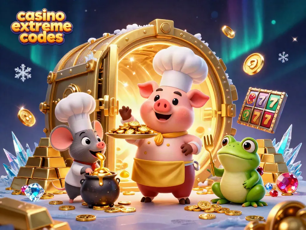 Experience casino extreme bonus codes with vibrant treasure and whimsical characters in a rich 3D illustration.
