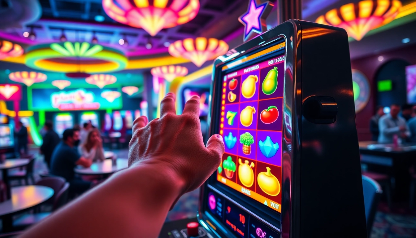 Putar Slot Game di mesin judi yang berkilau dengan simbol buah berwarna-warni.