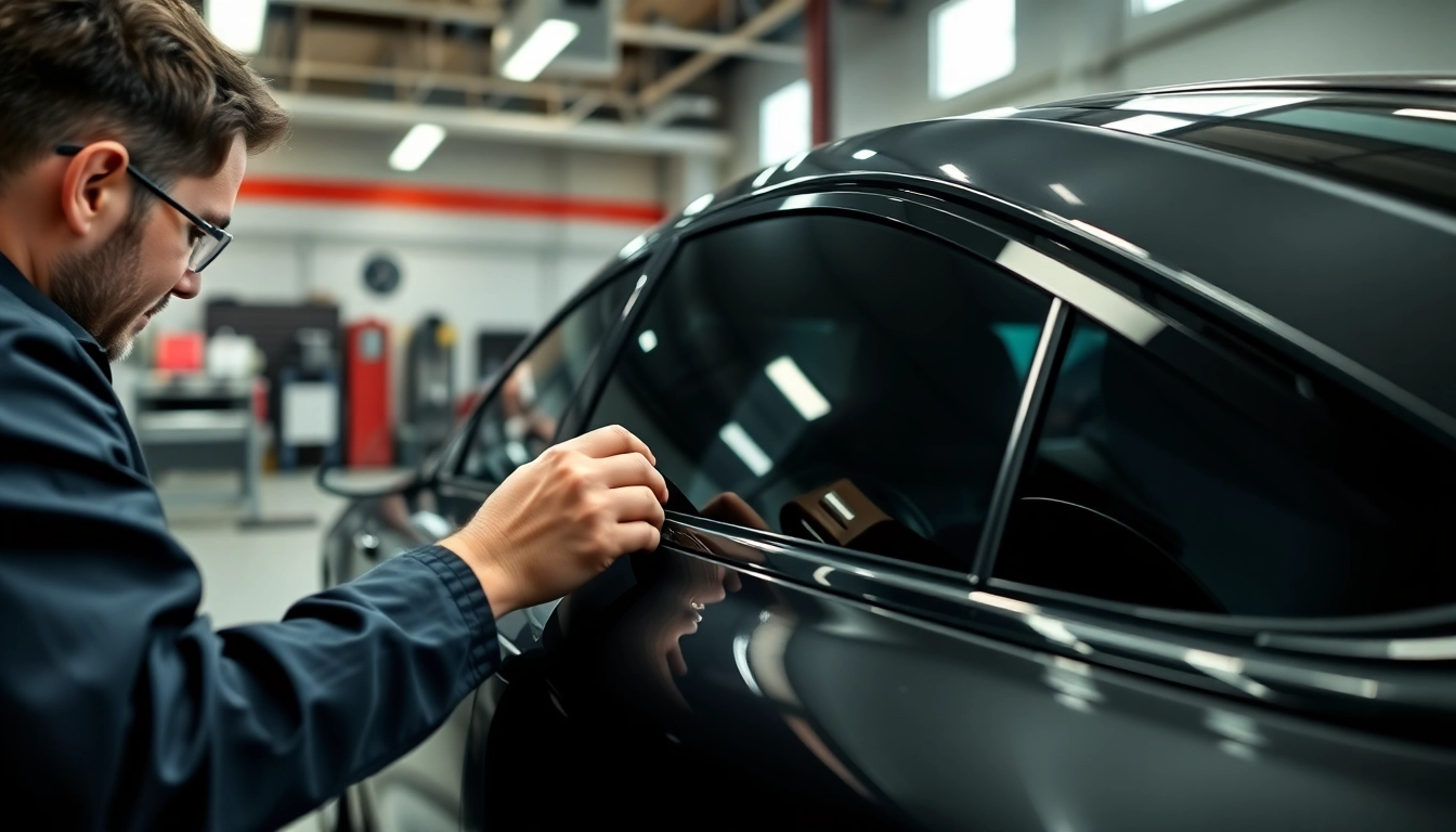 Enhance privacy and style with expert window tinting Cleveland TN, showcasing skilled technicians at work.