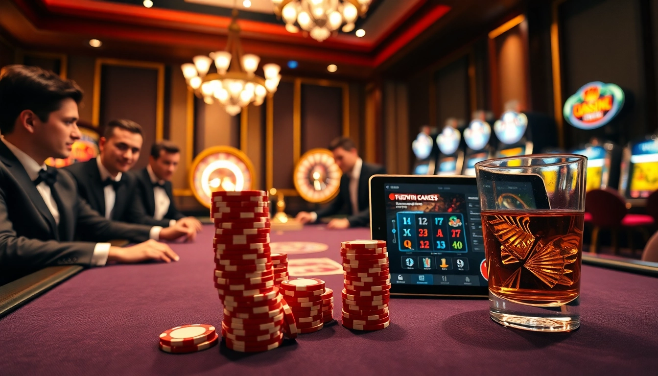 Players enjoying high-stakes poker at a luxury casino, showcasing the excitement of 789win com gaming.