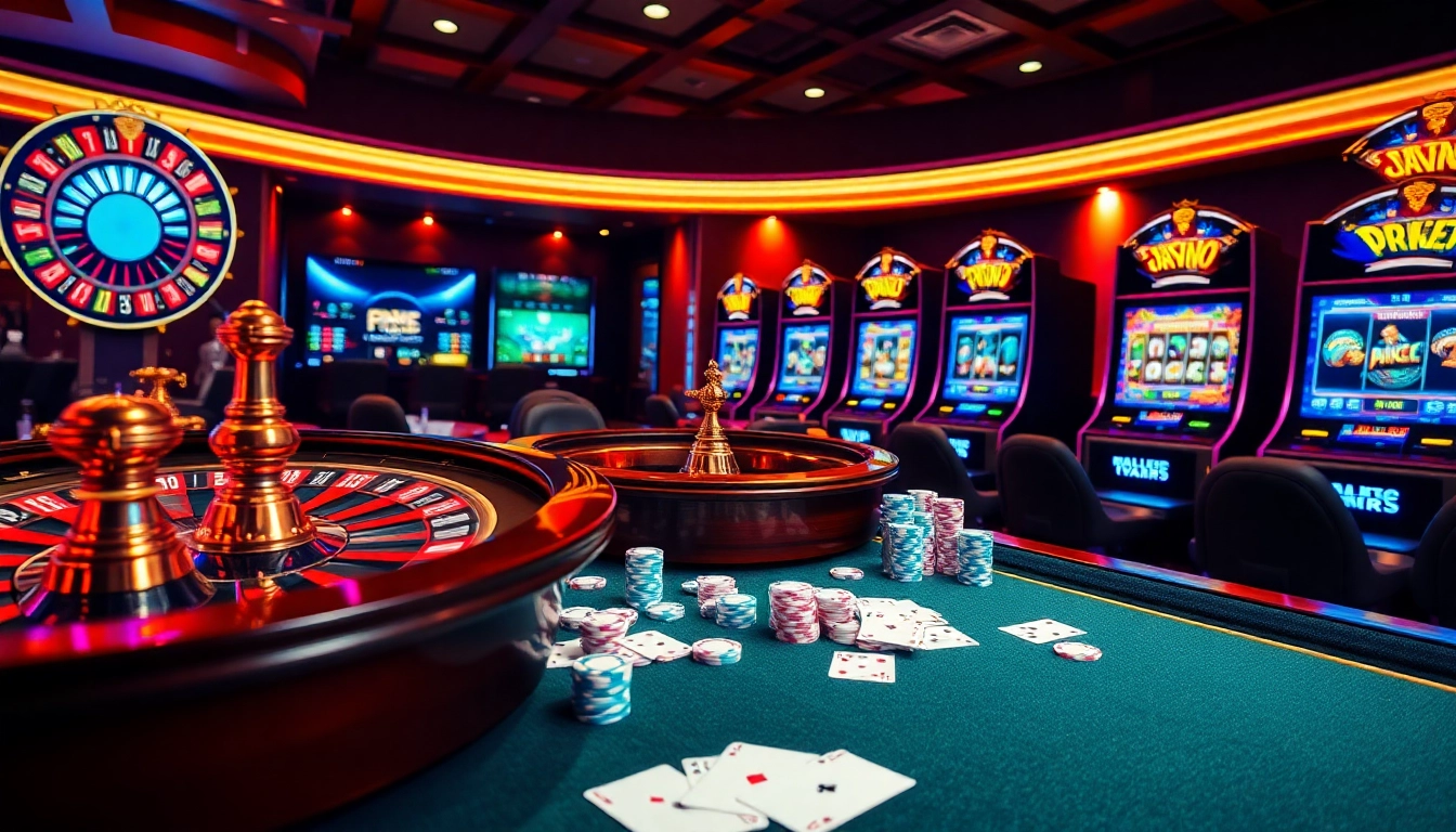 Enjoying an exciting game at luxury138 with vibrant poker chips and roulette wheel.
