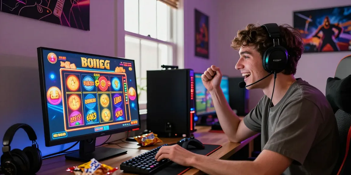 Player joyfully engaging with bonus buy slots on an exciting online casino game.