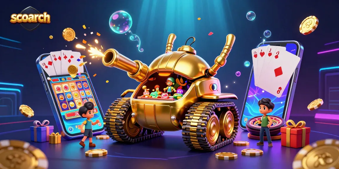 Scoarch offers an exciting scene of a golden casino tank showcasing dynamic games and thrilling features.
